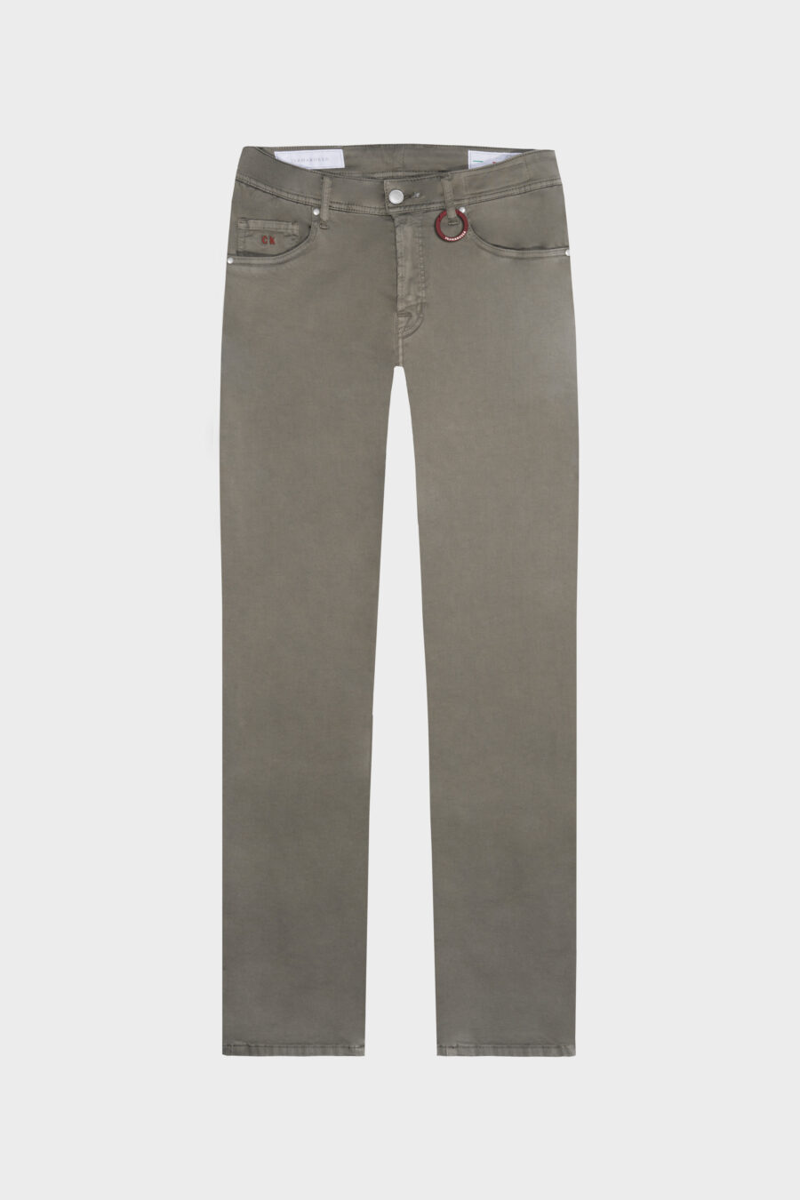 PANTALONE LEONARDO SLIM IN GABARDINA DI COTONE STRETCH VERDE
