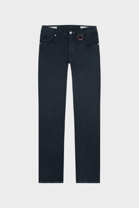 DARK BLUE STRETCH COTONBE GABARDINE LEONARDO SLIM PANTS