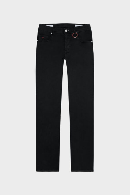 PANTALONE LEONARDO SLIM IN GABARDINA DI COTONE STRETCH NERO