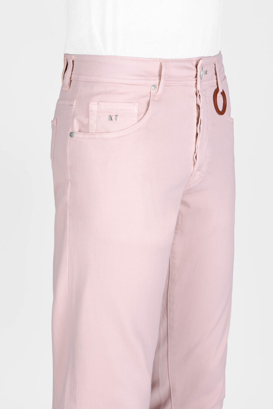 LEONARDO SLIM PANTS IN PINK STRETCH COTTON GABARDINE - Image 5
