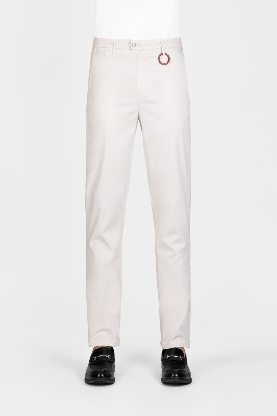 PANTALONE LUIS REGULAR IN GABARDINA DI COTONE E SETA BEIGE - immagine 2