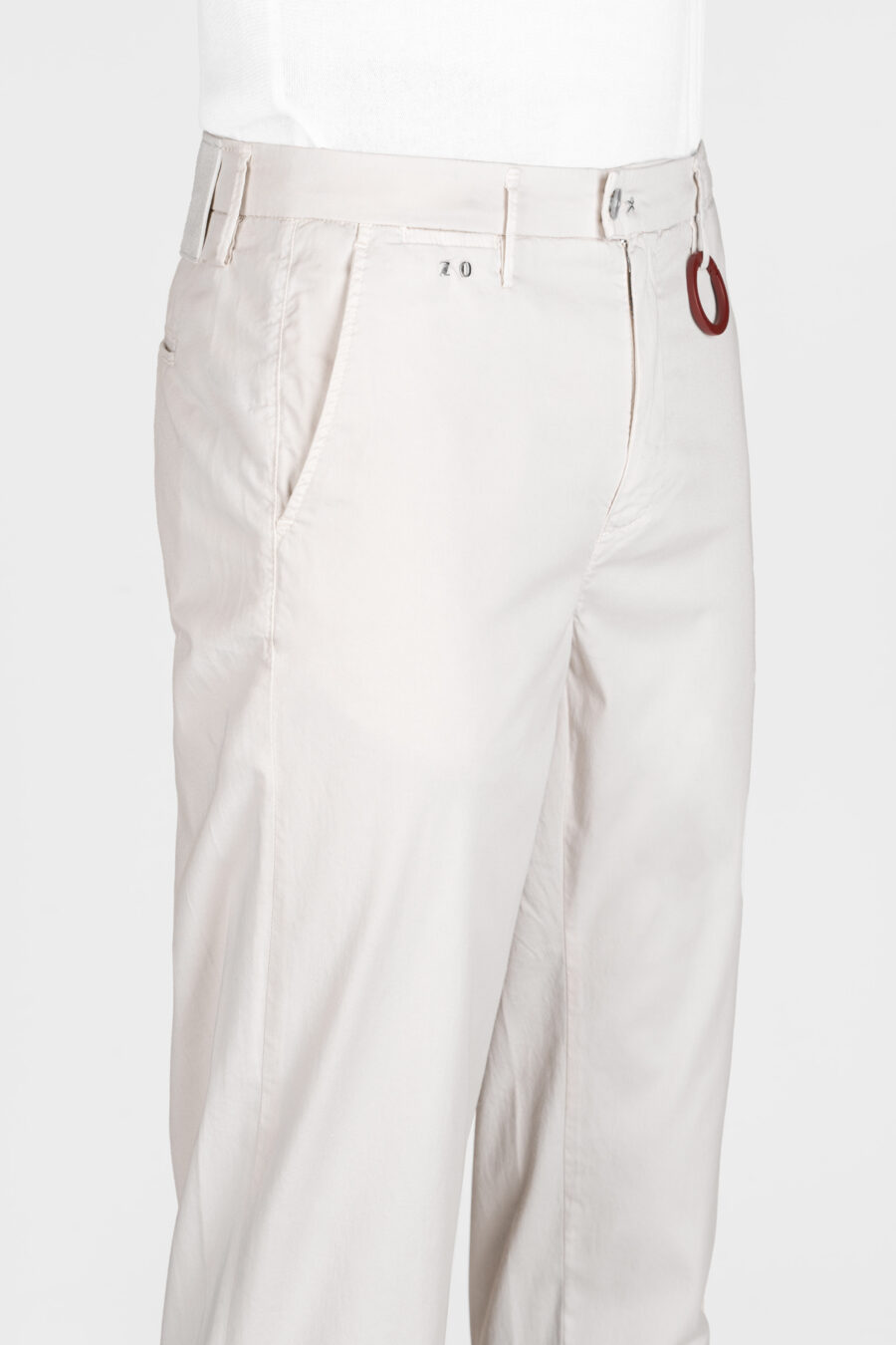 PANTALONE LUIS REGULAR IN GABARDINA DI COTONE E SETA BEIGE - immagine 5