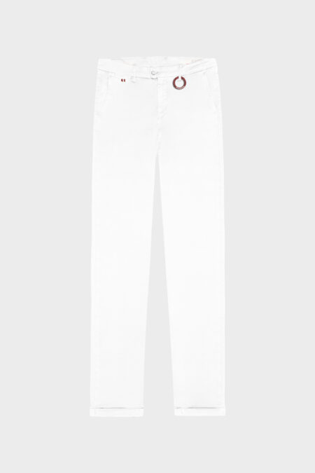 PANTALONE LUIS SLIM IN GABARDINA DI COTONE STRETCH BIANCO