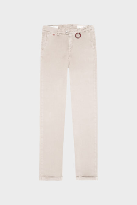 PANTALONE LUIS SLIM IN GABARDINA DI COTONE STRETCH BEIGE