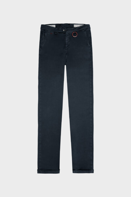 PANTALONE LUIS SLIM IN GABARDINA DI COTONE STRETCH BLU SCURO