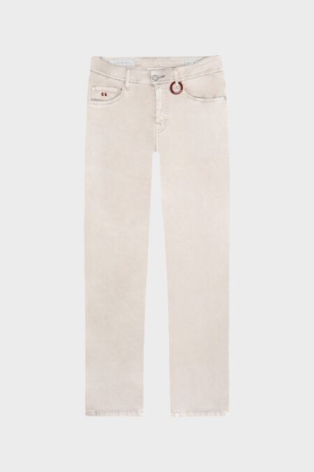 PANTALONE MICHELANGELO REGULAR IN GABARDINA DI COTONE STRETCH BEIGE