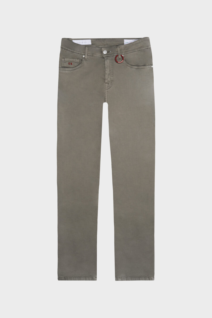 PANTALONE MICHELANGELO REGULAR IN GABARDINA DI COTONE STRETCH VERDE