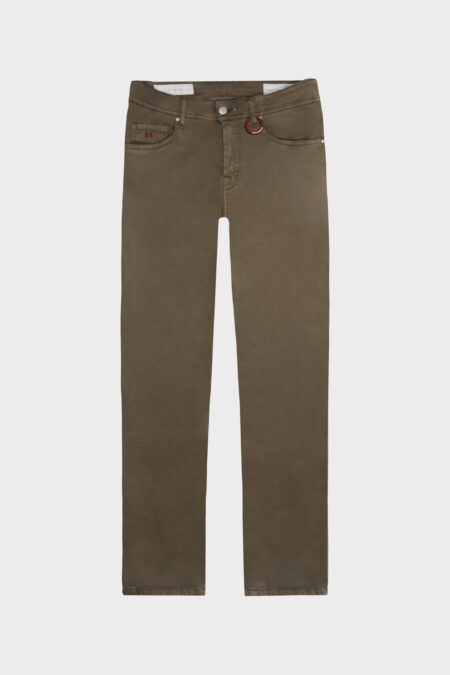 PANTALONE MICHELANGELO REGULAR IN GABARDINA DI COTONE STRETCH VERDE
