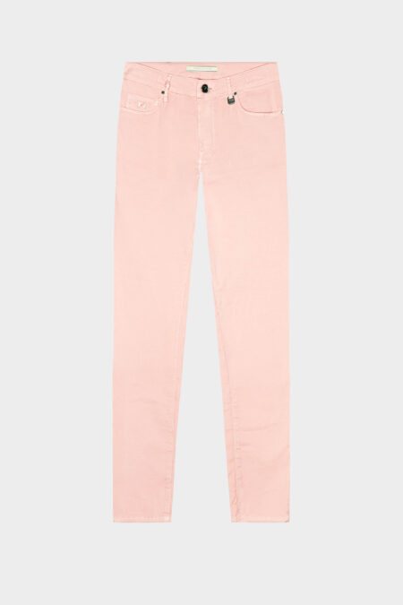 PANTALONE BIANCA CAPRI SKINNY IN COTONE ARANCIONE