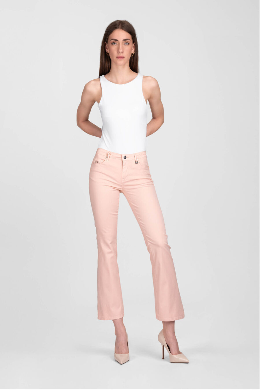 JEANS BIANCA FLARE CUT FLARE IN COTONE ARANCIONE - immagine 2
