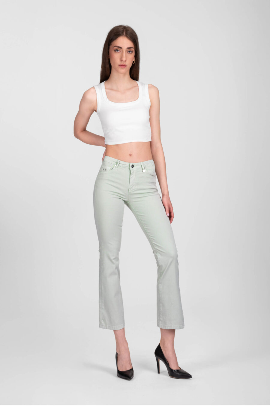 JEANS BIANCA FLARE CUT FLARE IN COTONE AZZURRO - immagine 2