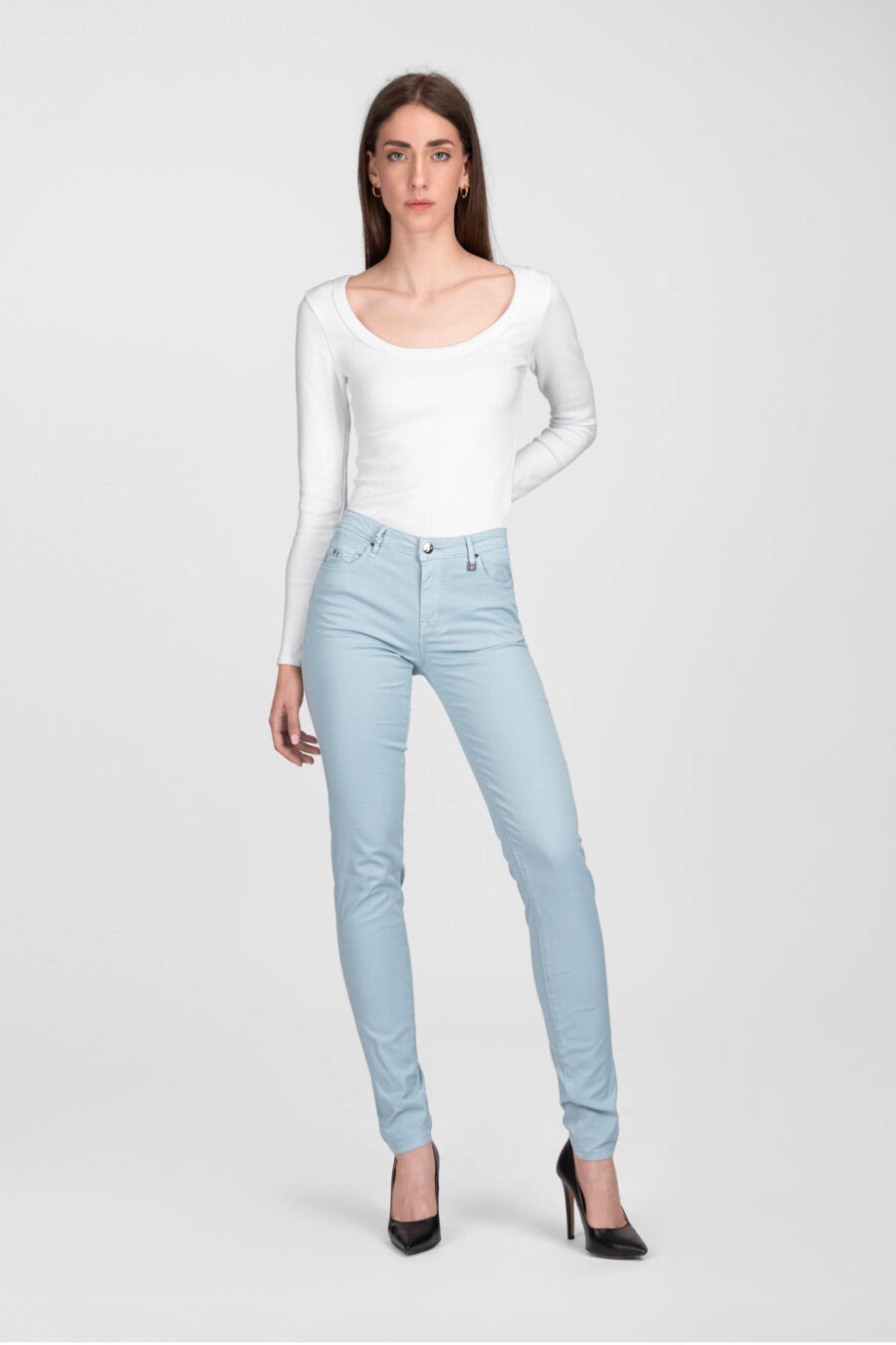 BIANCA SLIM SKINNY PANTS IN LIGHT BLUE COTTON - Image 2
