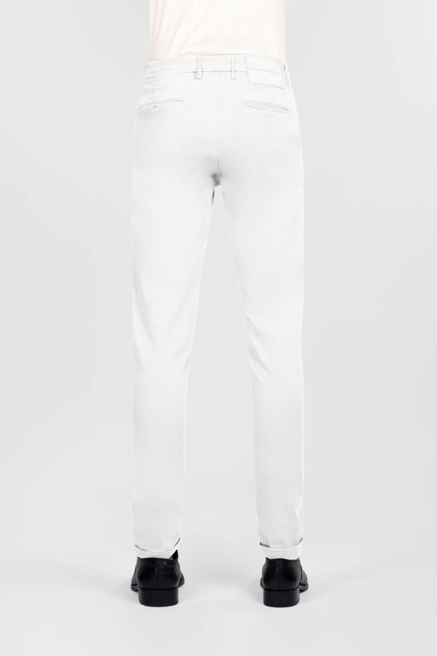 PANTALONE LEONARDO SLIM IN GABARDINA DI COTONE STRETCH BIANCO - immagine 3