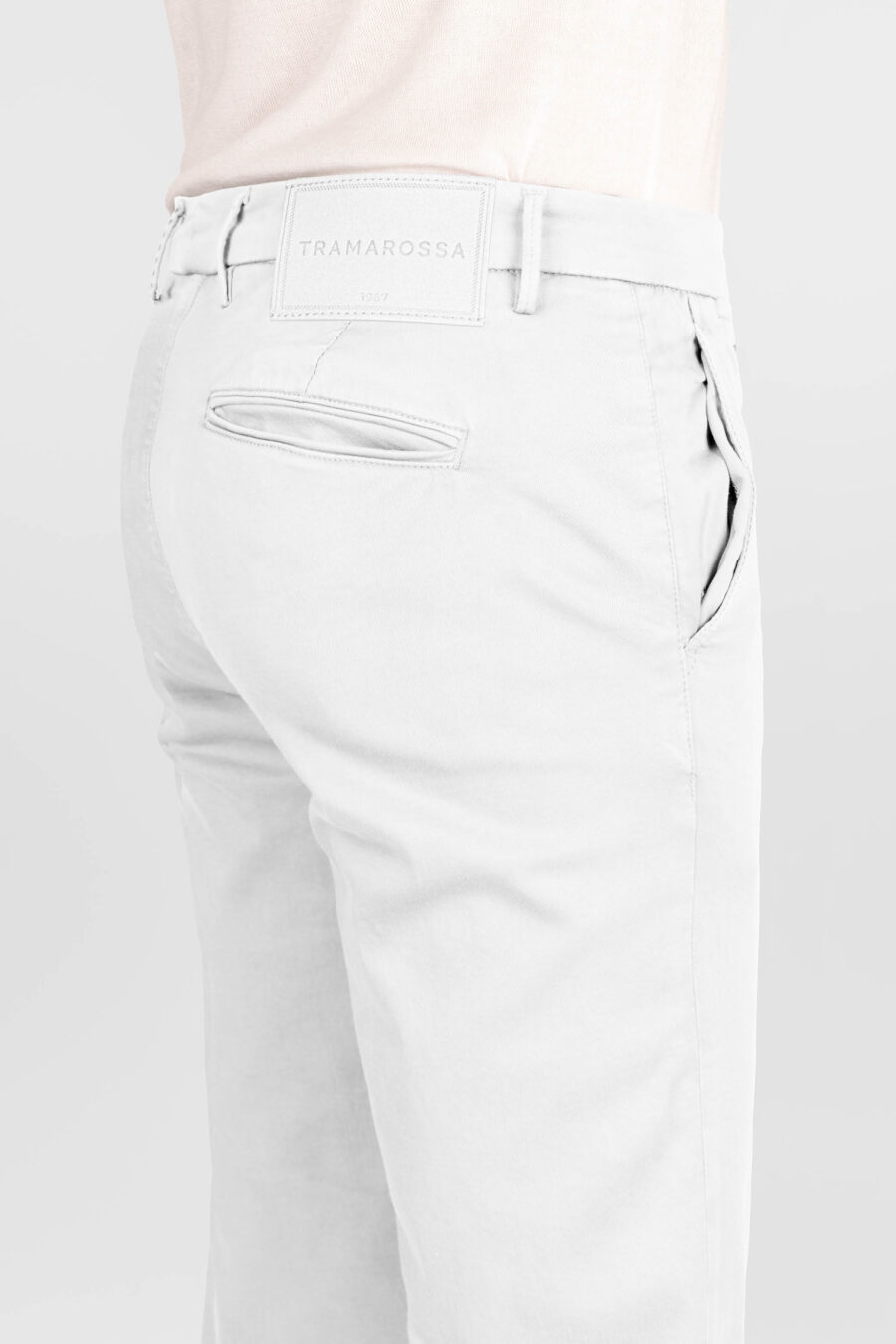 PANTALONE LEONARDO SLIM IN GABARDINA DI COTONE STRETCH BIANCO - immagine 4