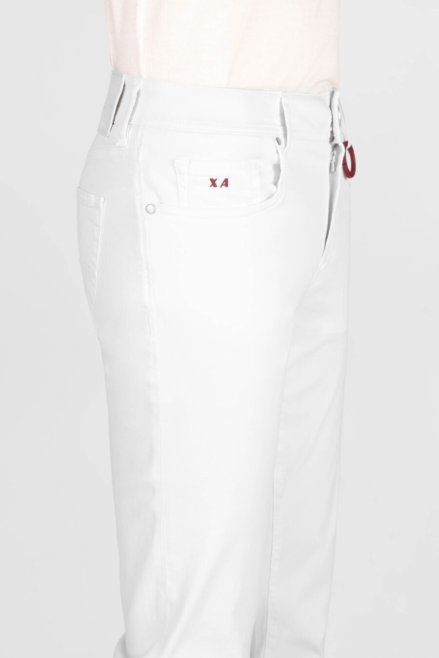 PANTALONE LEONARDO SLIM IN GABARDINA DI COTONE STRETCH BIANCO - immagine 5