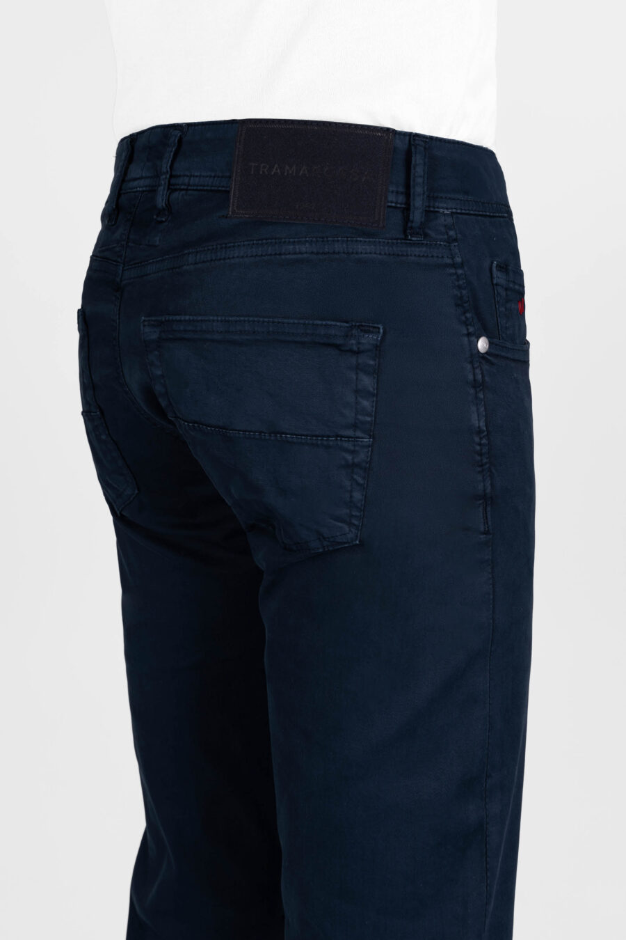 PANTALONE LEONARDO SLIM IN GABARDINA DI COTONE STRETCH BLU MEDIO - immagine 4