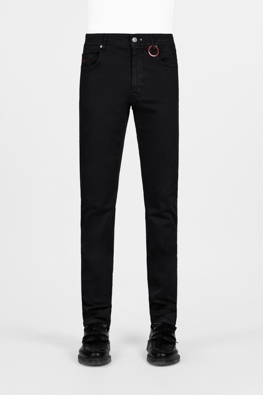 PANTALONE LEONARDO SLIM IN GABARDINA DI COTONE STRETCH NERO - immagine 2