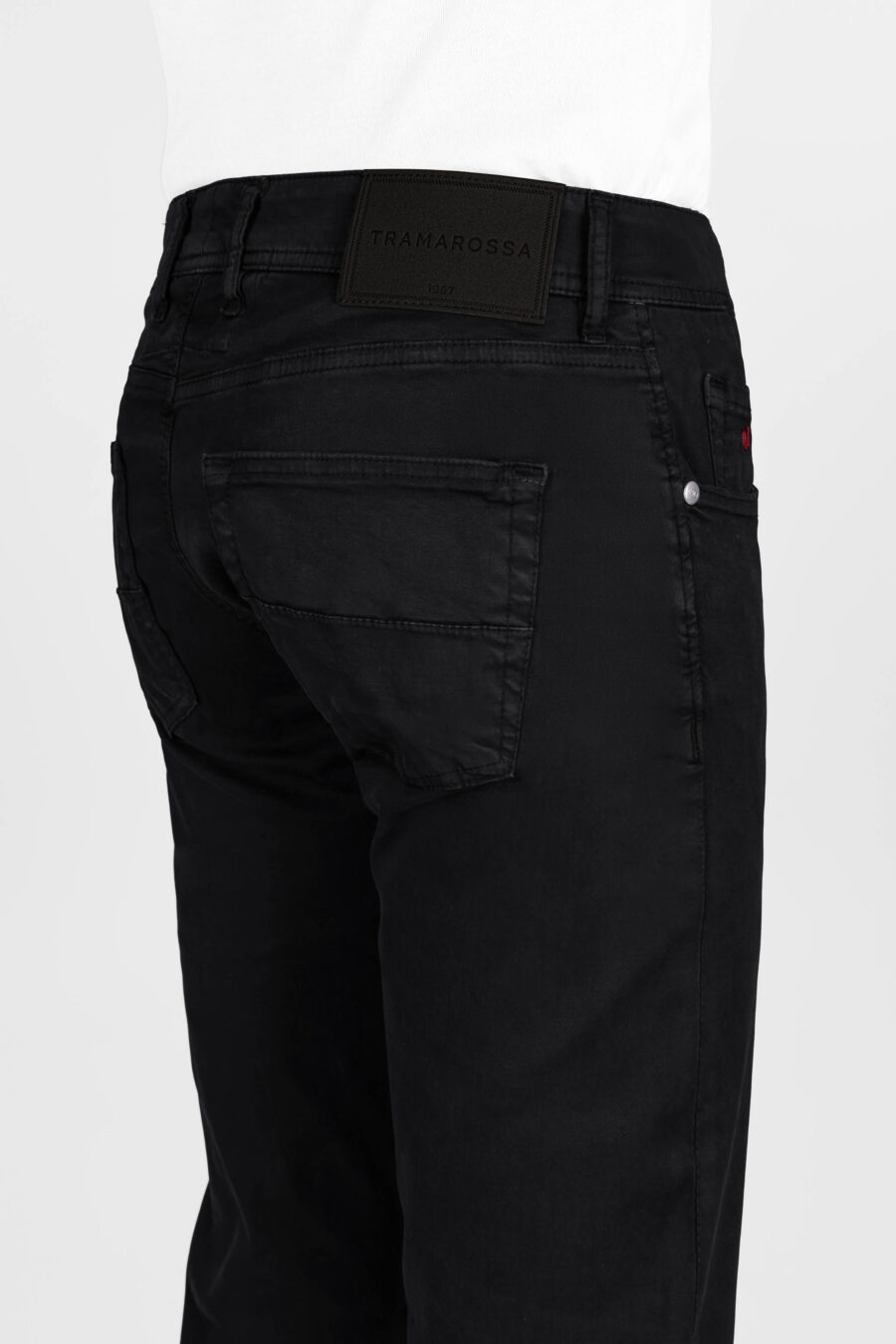 PANTALONE LEONARDO SLIM IN GABARDINA DI COTONE STRETCH NERO - immagine 4