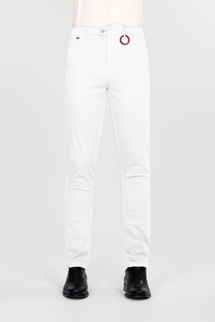 PANTALONE LUIS SLIM IN GABARDINA DI COTONE STRETCH BIANCO - immagine 2