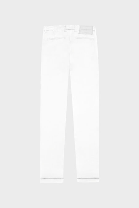 PANTALONE LEONARDO SLIM IN GABARDINA DI COTONE STRETCH OFF WHITE