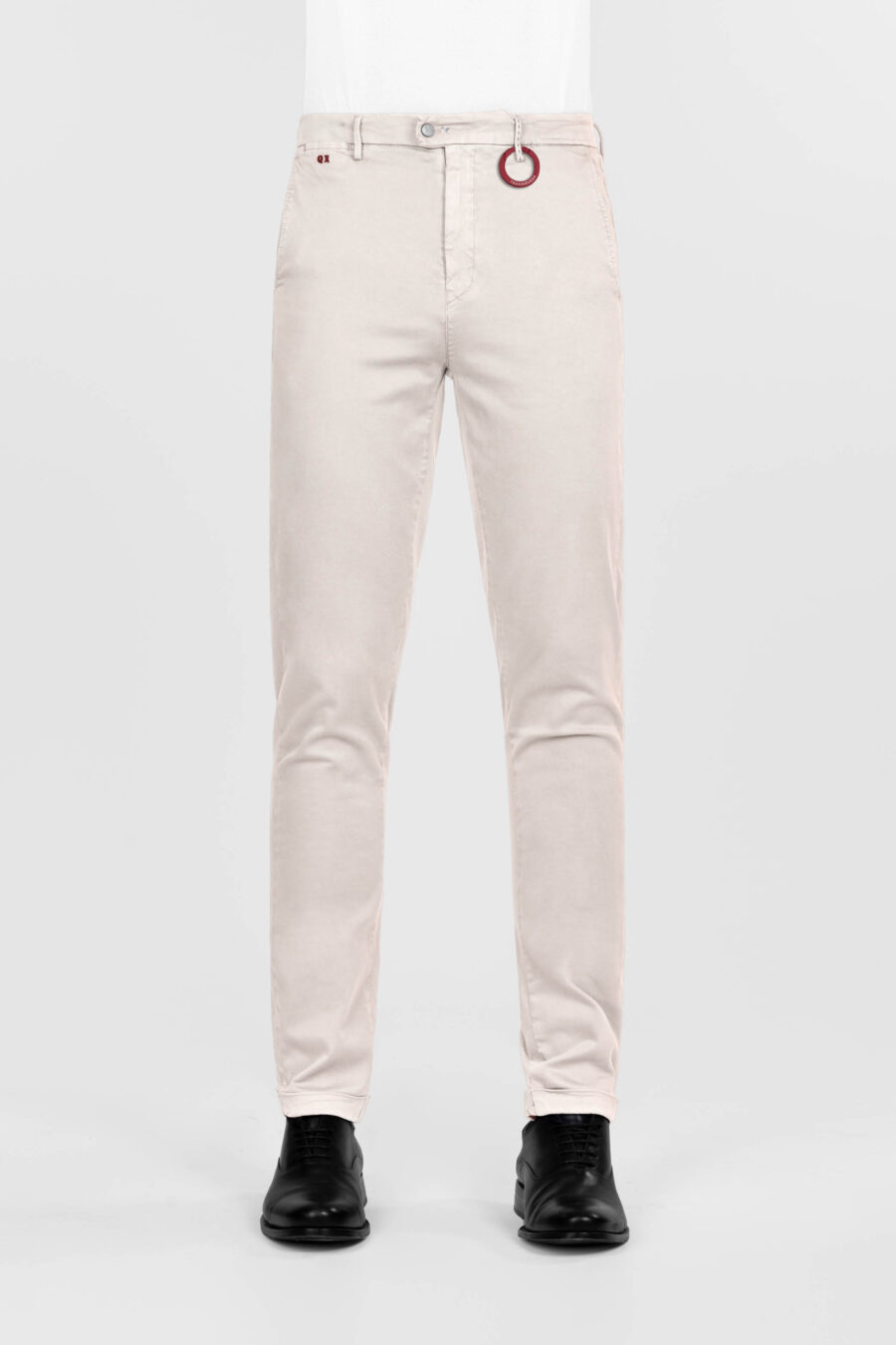 PANTALONE LUIS SLIM IN GABARDINA DI COTONE STRETCH BEIGE - immagine 2