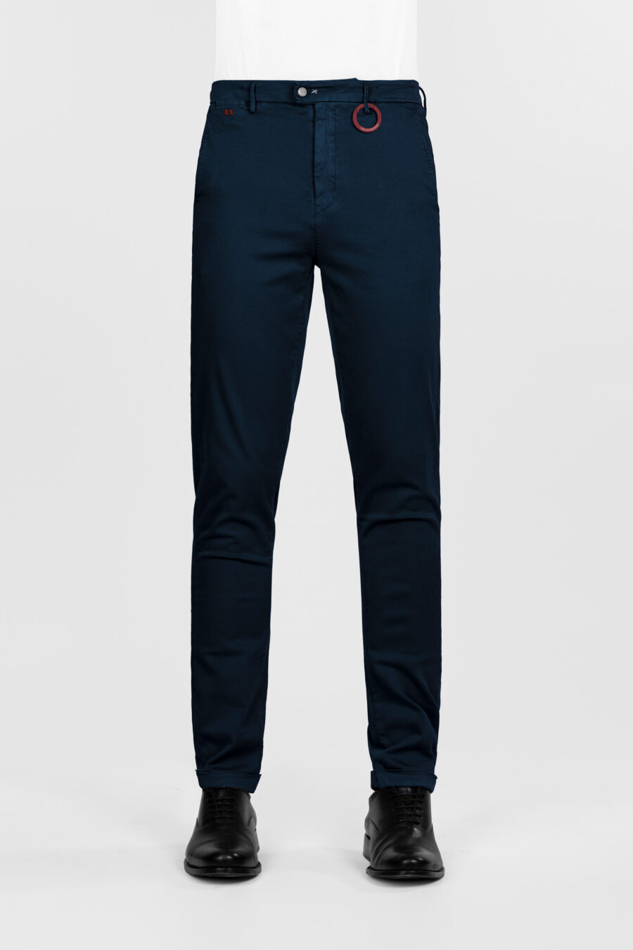 PANTALONE LUIS REGULAR IN GABARDINA DI COTONE STRETCH BLU MEDIO - immagine 2
