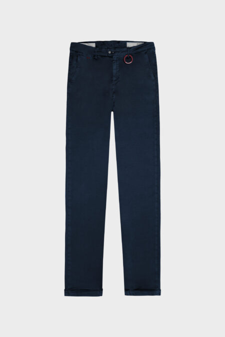 PANTALONE LUIS SLIM IN GABARDINA DI COTONE STRETCH BLU MEDIO