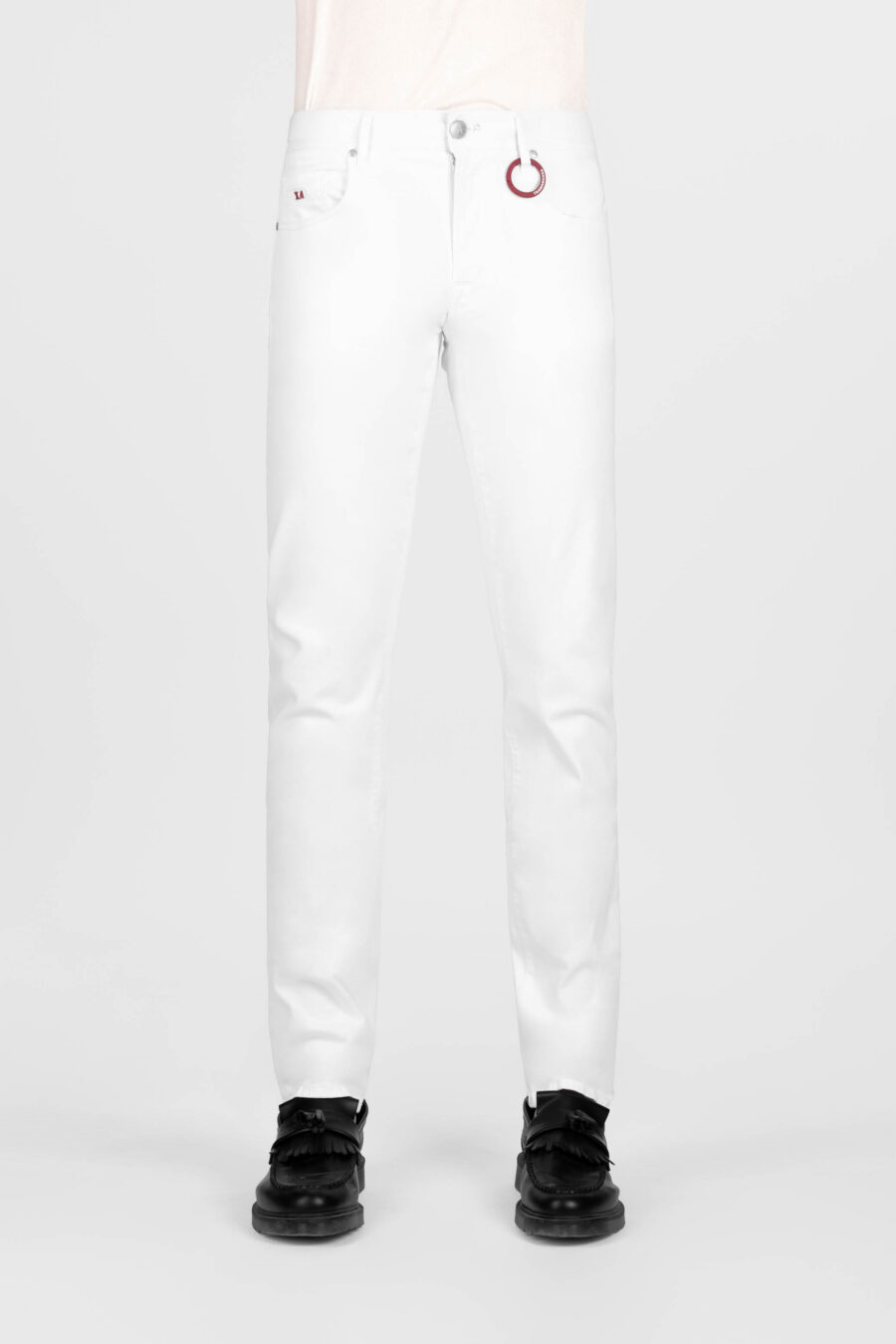 PANTALONE MICHELANGELO REGULAR IN GABARDINA DI COTONE STRETCH BIANCO - immagine 2