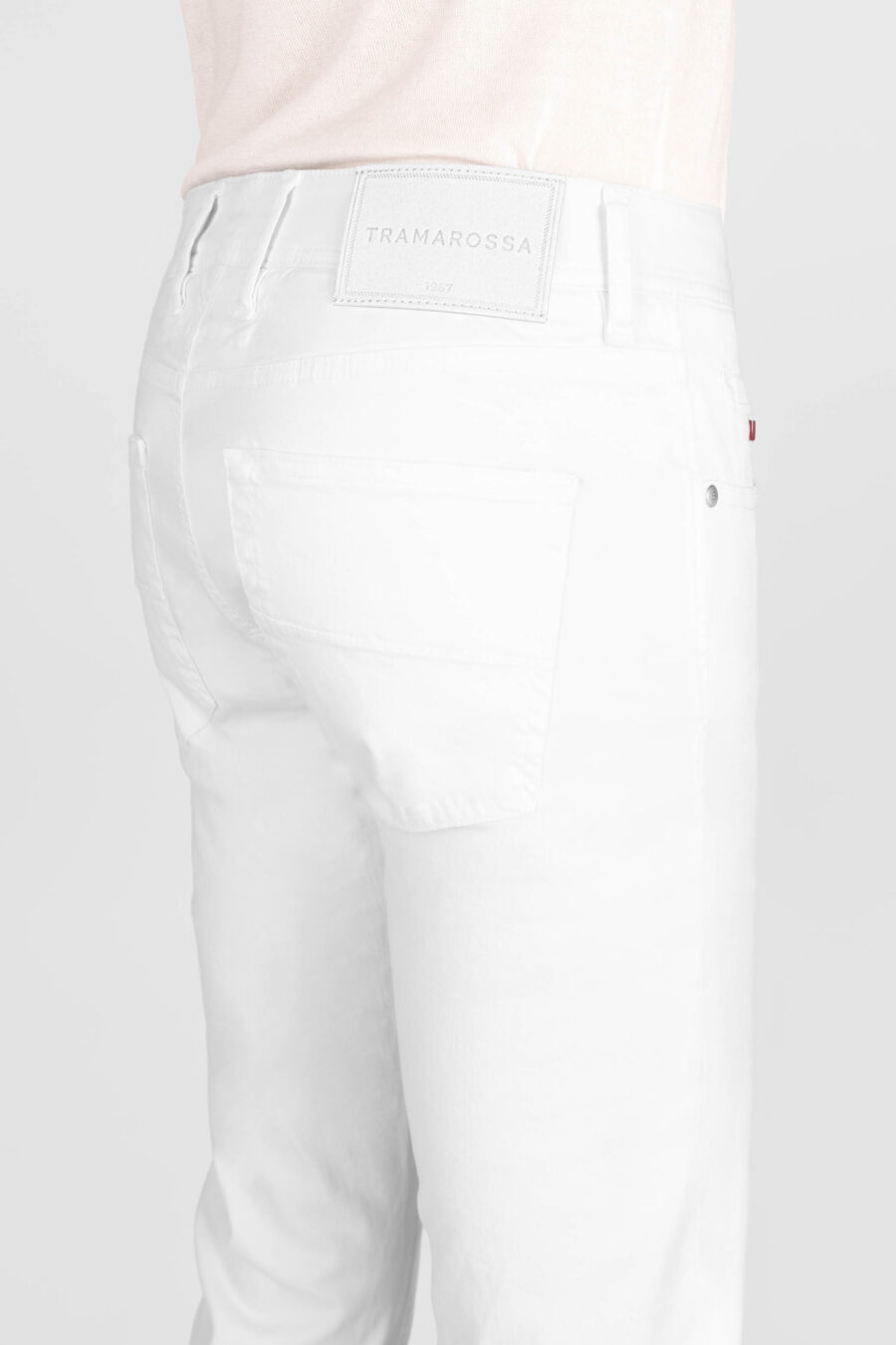 PANTALONE MICHELANGELO REGULAR IN GABARDINA DI COTONE STRETCH BIANCO - immagine 4