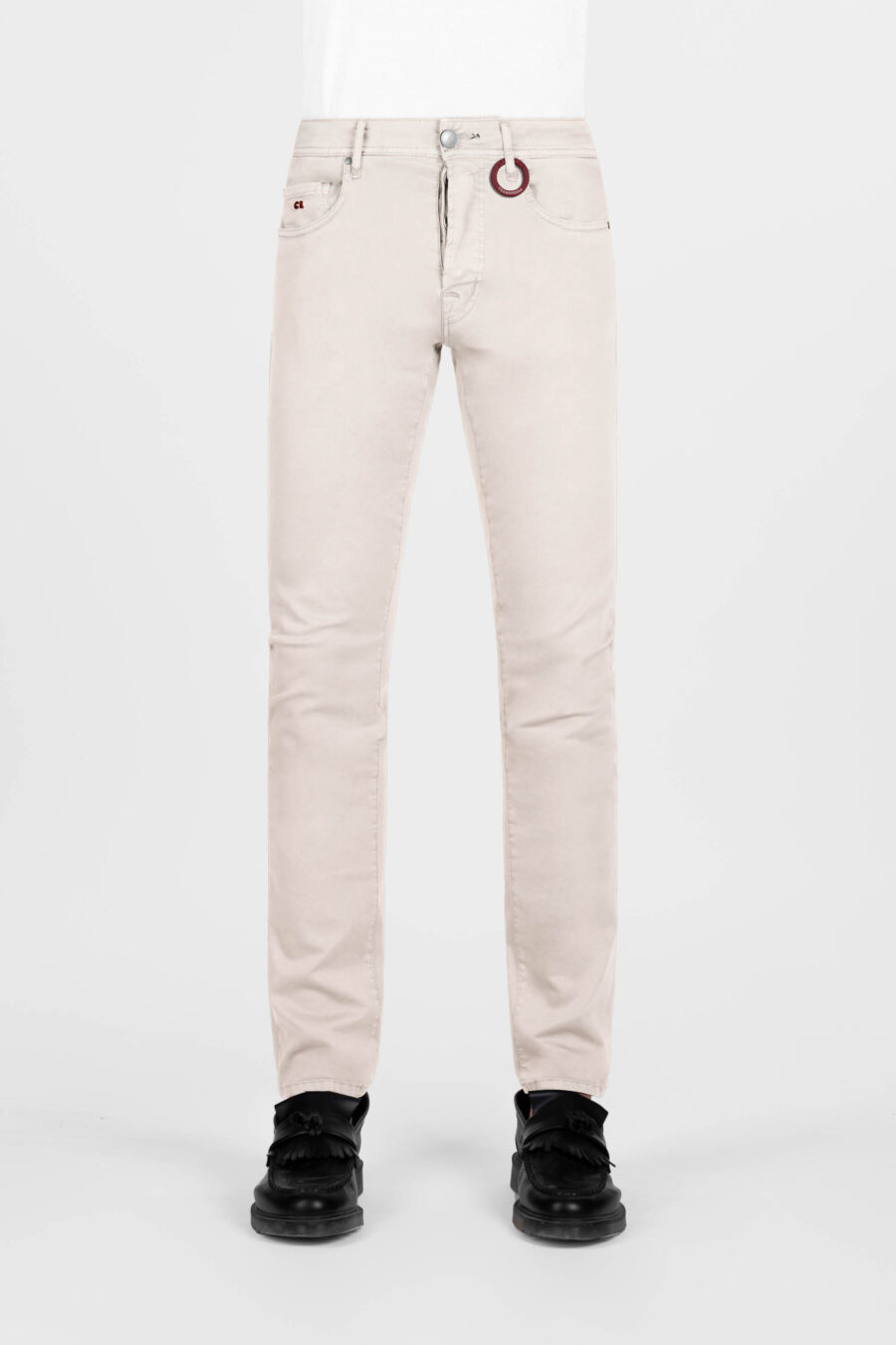 BEIGE STRETCH COTTON GABARDINE MICHELANGELO REGULAR PANTS - Image 2
