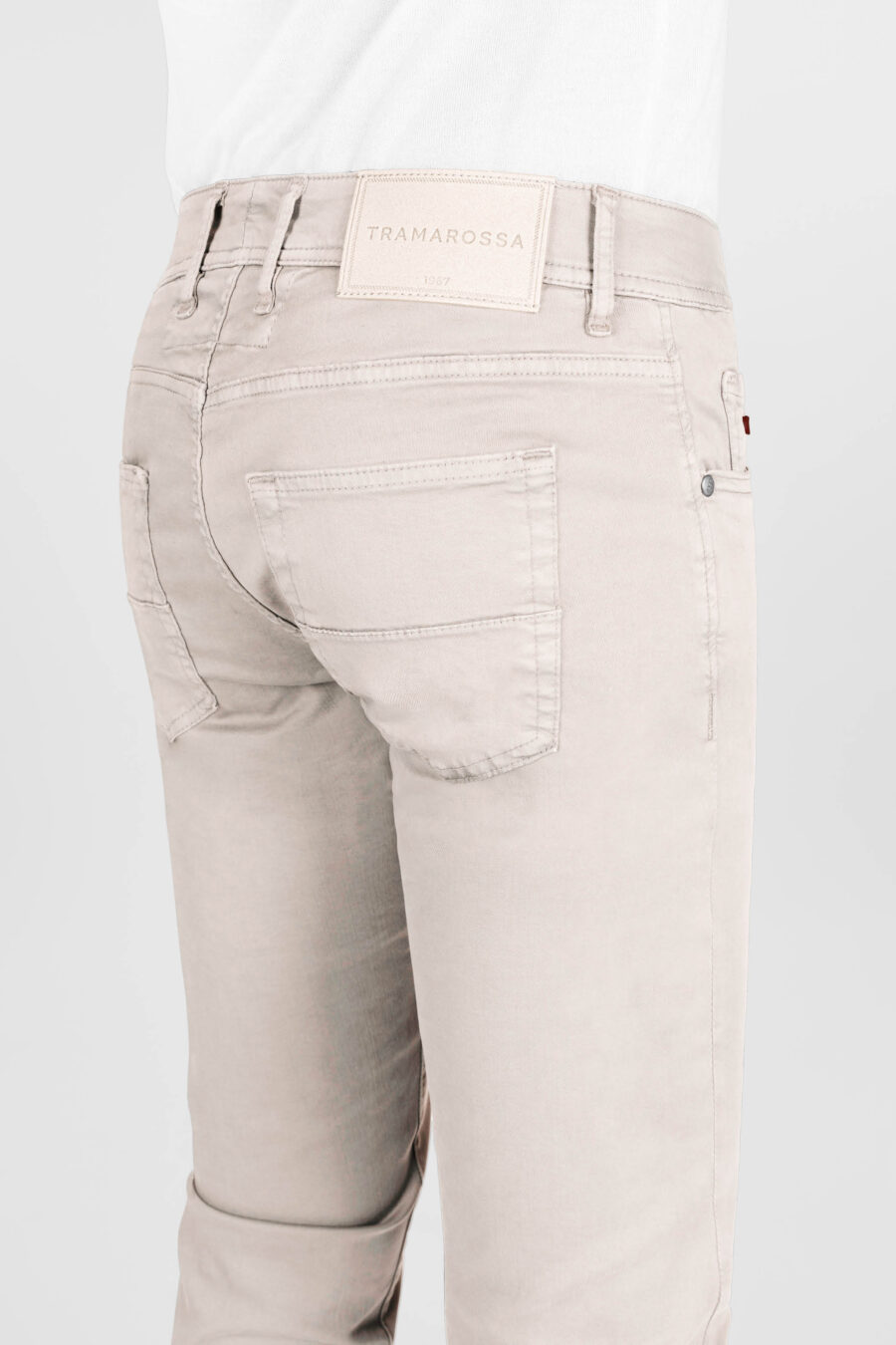BEIGE STRETCH COTTON GABARDINE MICHELANGELO REGULAR PANTS - Image 4