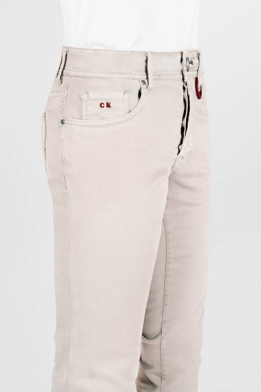 BEIGE STRETCH COTTON GABARDINE MICHELANGELO REGULAR PANTS - Image 5