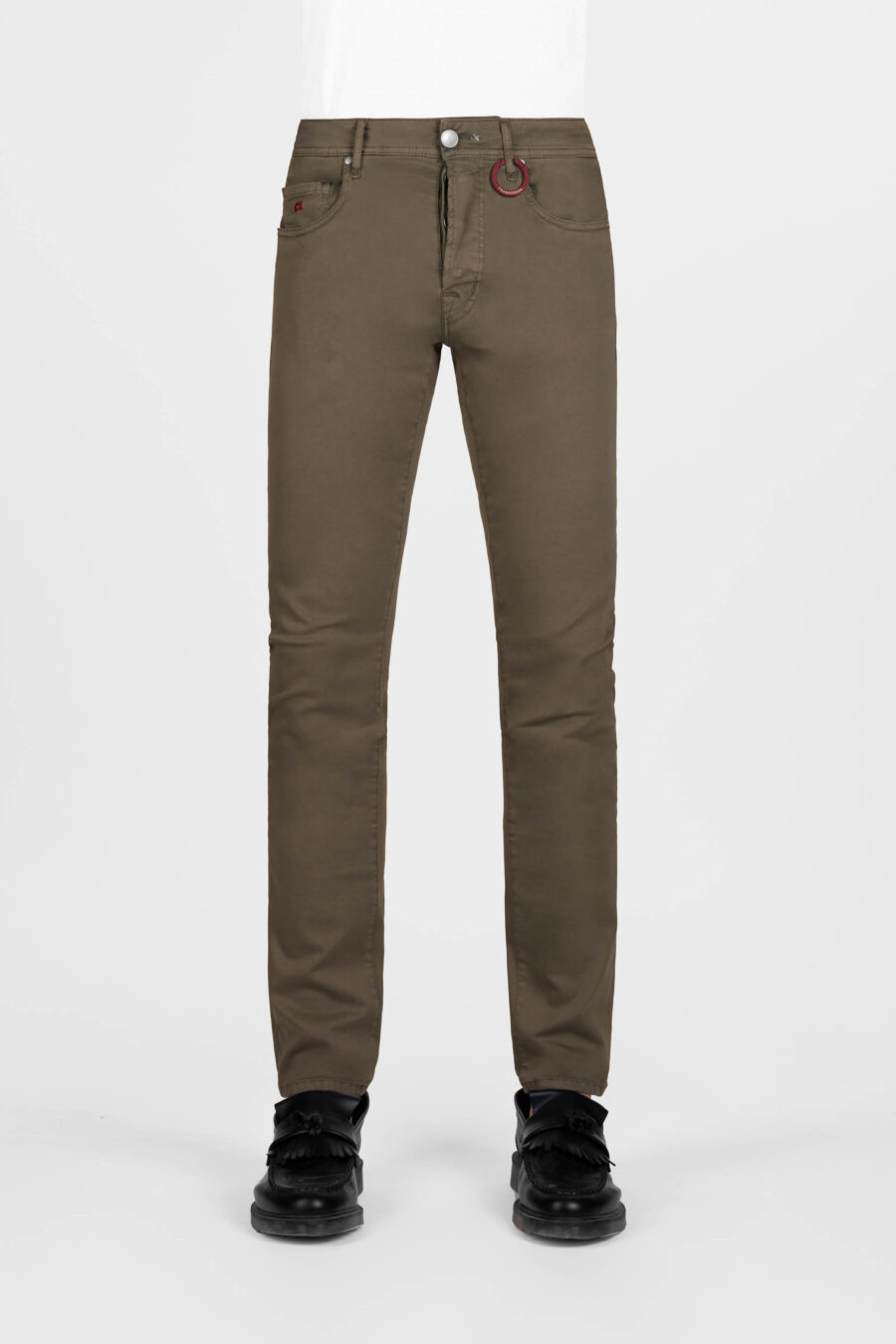MICHELANGELO REGULAR PANTS IN GREEN STRETCH COTTON GABARDINE - Image 2