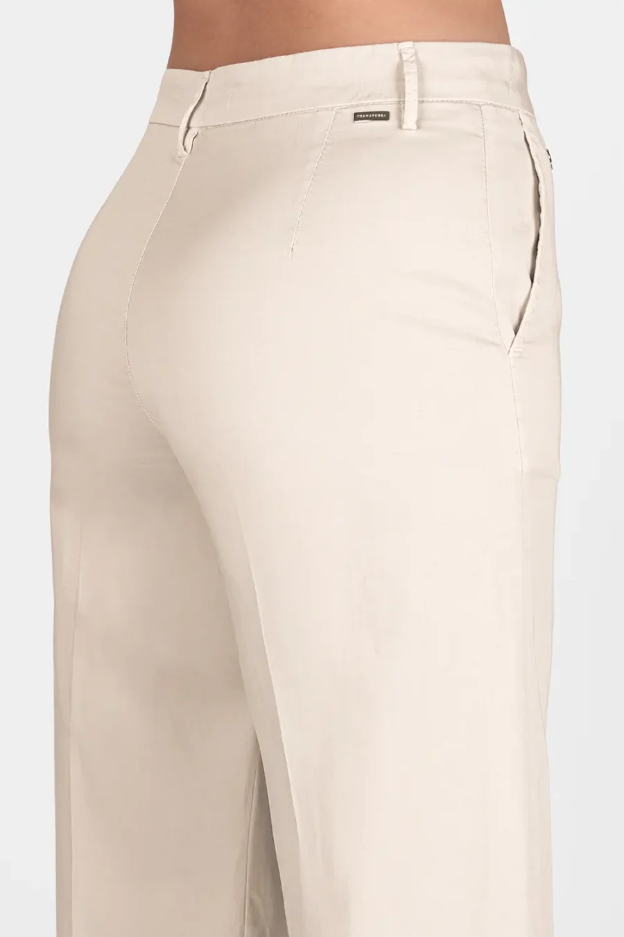 PANTALONE AMELIA WIDE LEG IN GABARDINA DI COTONE BEIGE - immagine 3