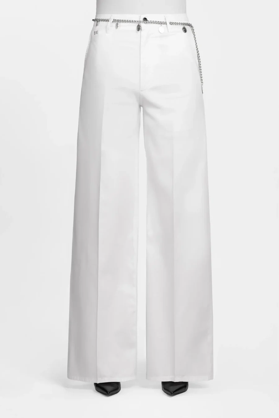 PANTALONE AMELIA WIDE LEG IN GABARDINA DI COTONE BIANCO