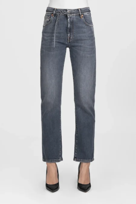 PANTALONE AMERICA SLIM IN COTONE BLU MEDIO