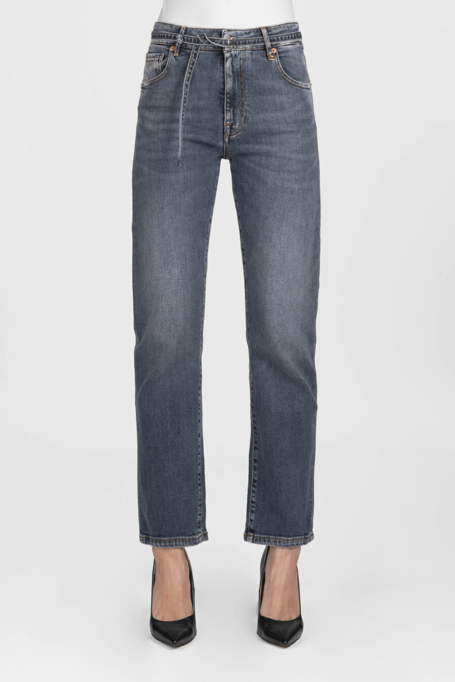 PANTALONE AMERICA SLIM IN COTONE BLU SCURO - immagine 2