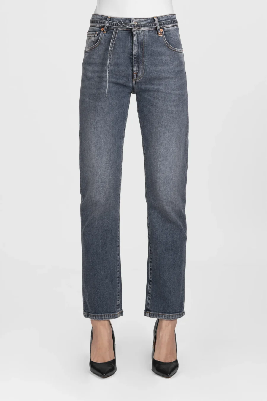 MEDIUM BLUE COTTON SLIM AMERICA PANTS