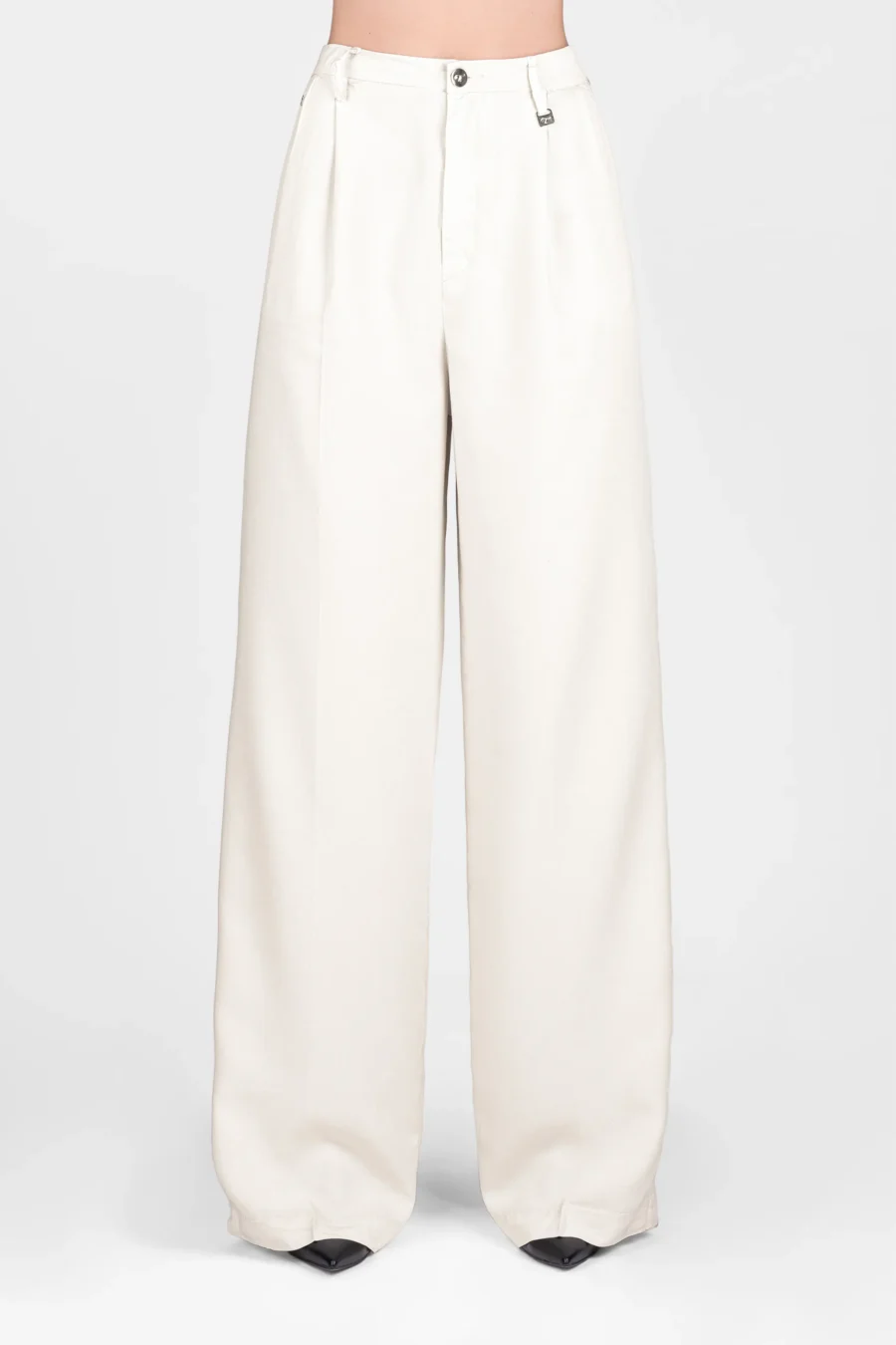 PANTALONE AURELIA WIDE LEG GABARDINA DI COTONE SUPER LEGGERO BEIGE