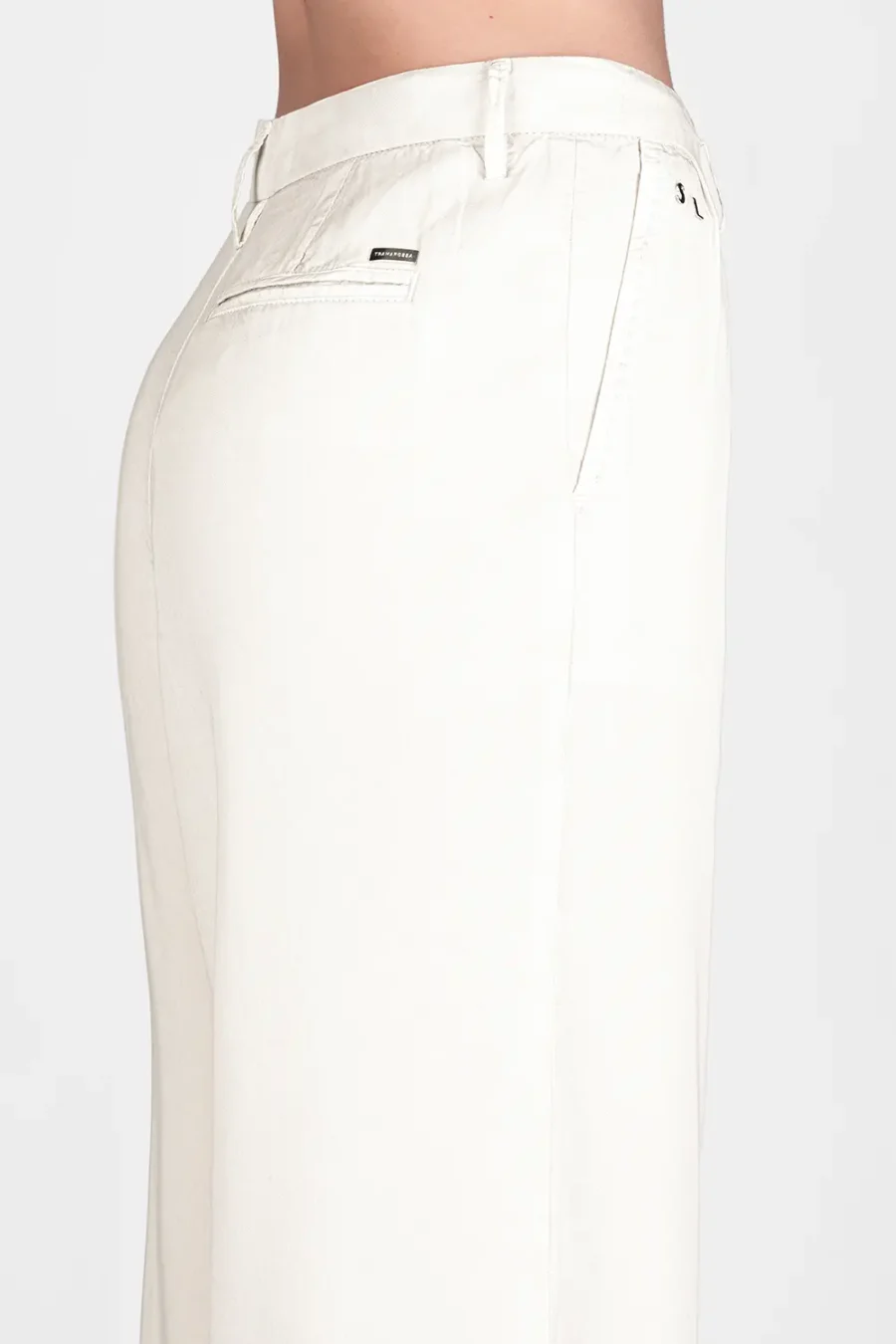 PANTALONE AURELIA WIDE LEG GABARDINA DI COTONE SUPER LEGGERO BEIGE - immagine 3