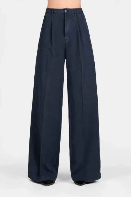 AURELIA WIDE LEG PANTS SUPER LIGHTWEIGHT COTTON GABARDINE BLUE