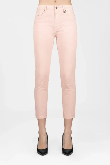 PANTALONE BIANCA CAPRI SKINNY IN COTONE ARANCIONE