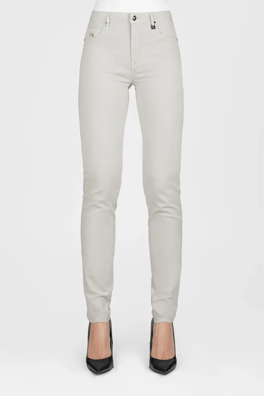 PANTALONE BIANCA SLIM SKINNY IN COTONE GRIGIO