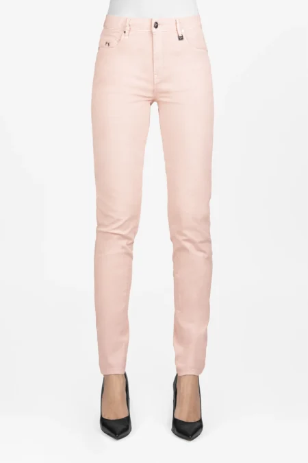 PANTALONE BIANCA SLIM SKINNY IN COTONE ARANCIONE