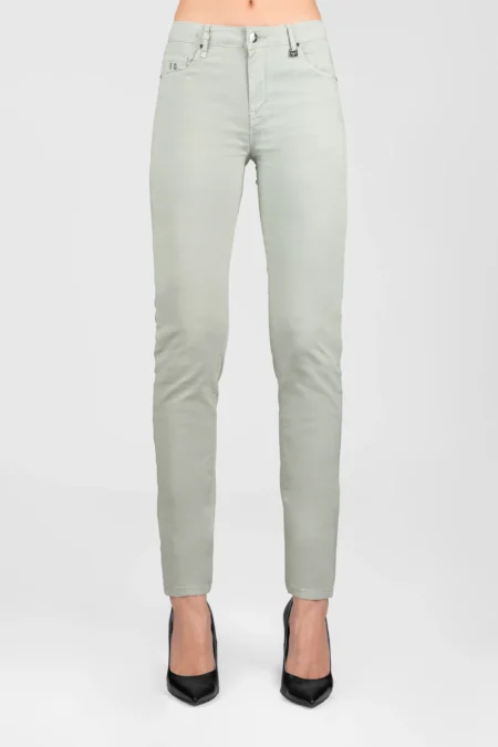 PANTALONE BIANCA SLIM SKINNY IN COTONE VERDE