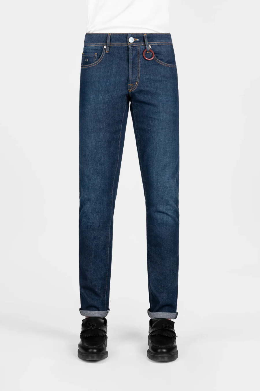 JEANS LEONARDO SLIM IN DENIM LEGGERO BLU MEDIO