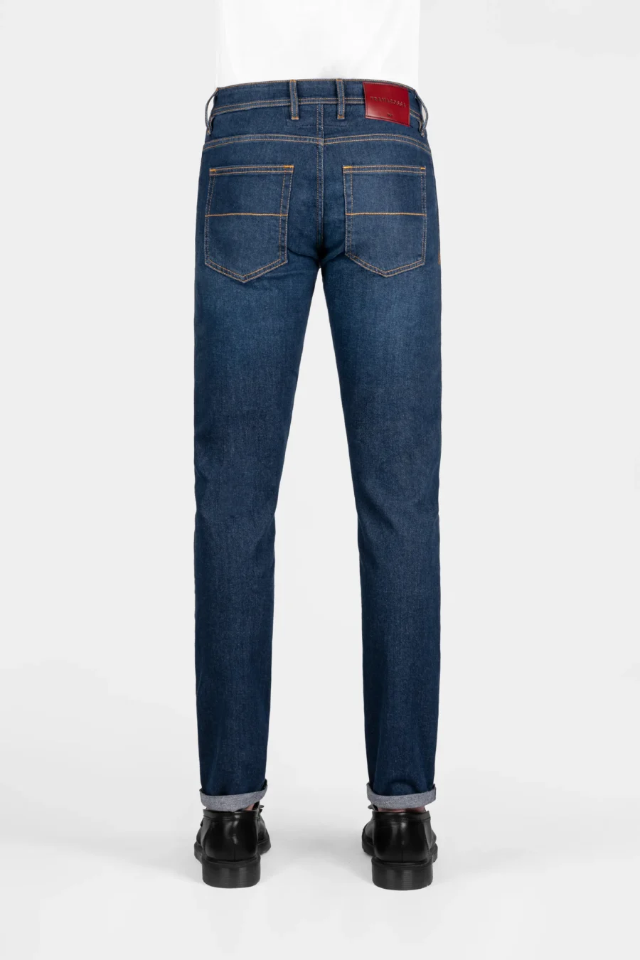 JEANS LEONARDO SLIM IN DENIM LEGGERO BLU MEDIO - immagine 2