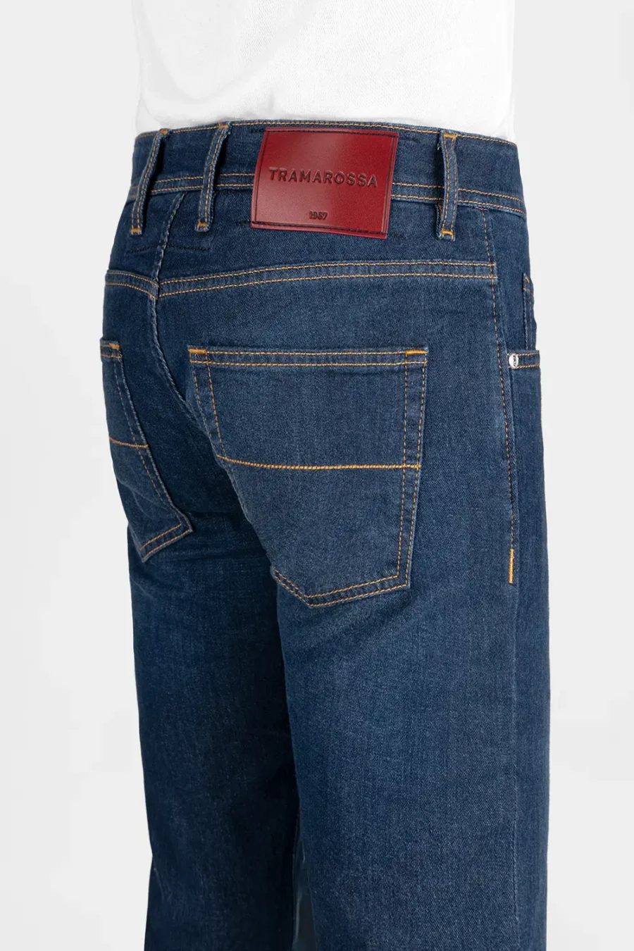 JEANS LEONARDO SLIM IN DENIM LEGGERO BLU MEDIO - immagine 3