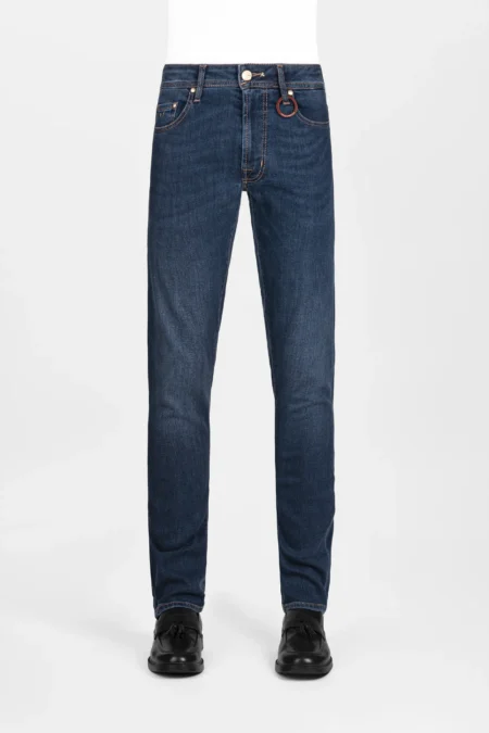 LEONARDO SLIM JEANS IN DARK BLUE TENCEL DENIM