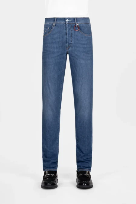 JEANS LEONARDO SLIM IN DENIM SUPER LEGGERO BLU CHIARO